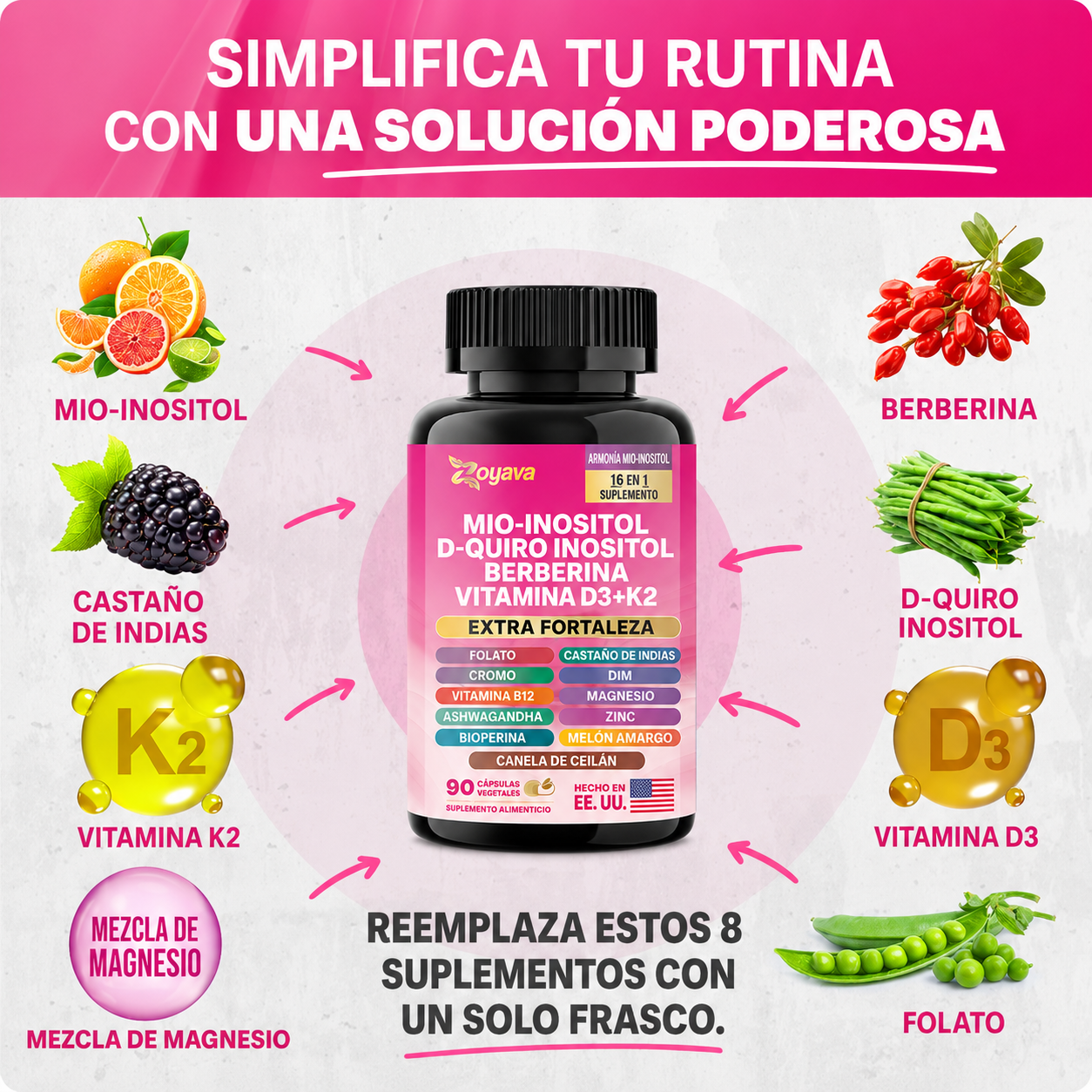 Everease-Myo-Inositol + D-Chiro  90 Cápsulas