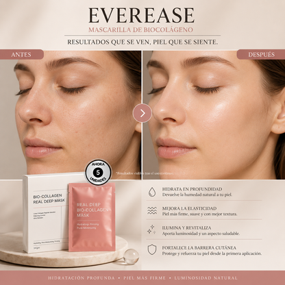Everease Mascarilla de  Biocolágeno - INCLUYE 5 Mascarillas