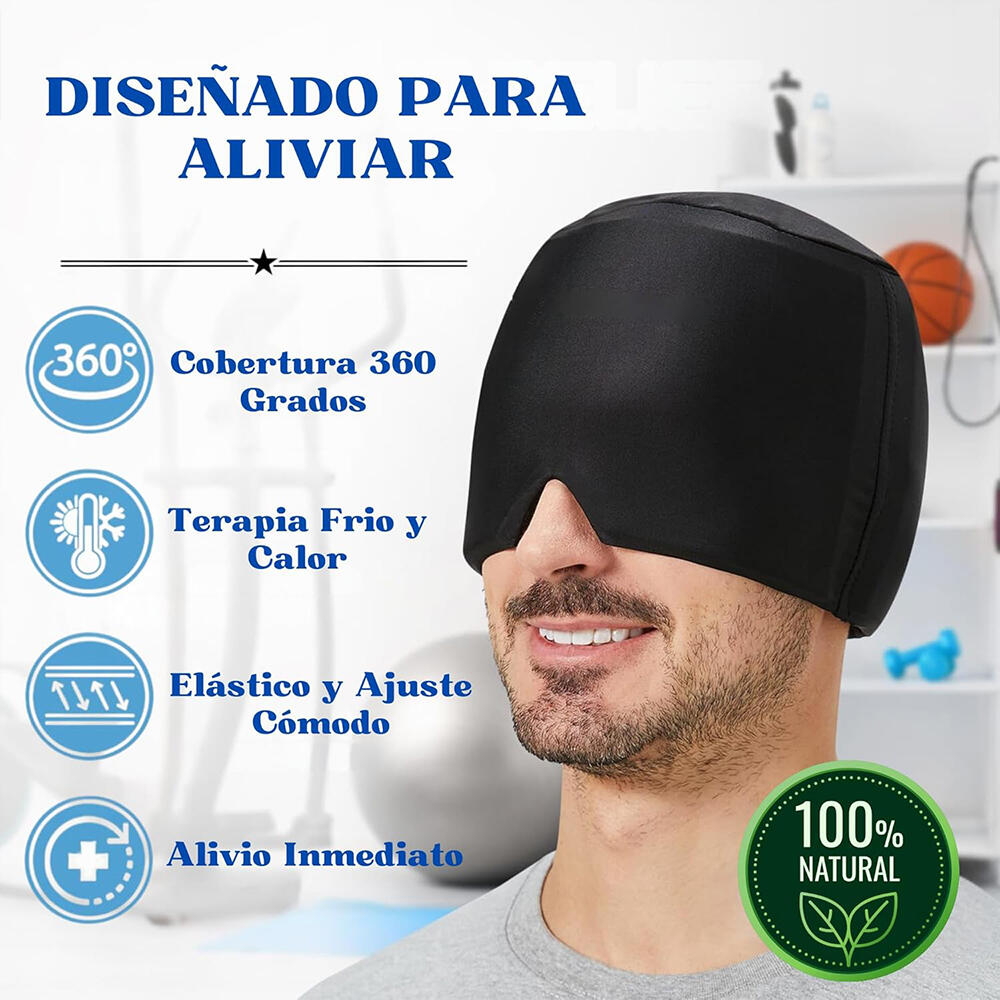 Gorro de gel para alivio de dolor de cabeza y migraña